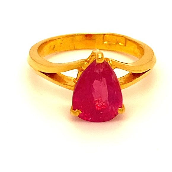 Burmese Ruby 3.38ct Solid 22K Yellow Gold Ring - Picture 1 of 8